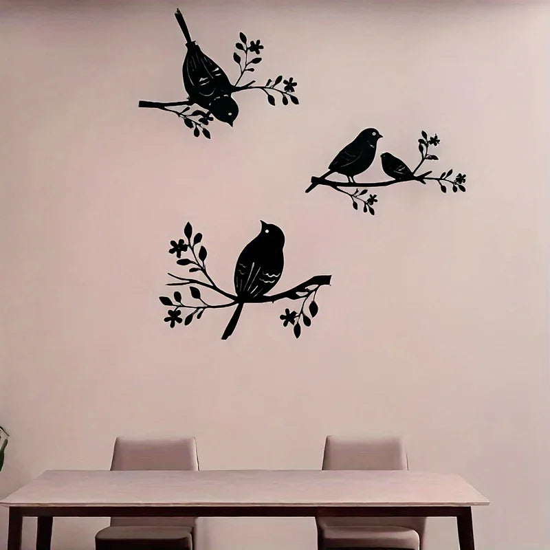 Rustic Metal Bird Wall Decor, 3d Silhouette, S Set, top view - House Of Avana