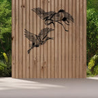 Set of Metal Crane Wall Art - & Flying Birds Decor, Elegant Metal Crane Sculptures for Living Room, Home... - House Of Avana