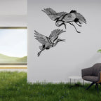 Set of Metal Crane Wall Art - & Flying Birds Decor, Elegant Metal Crane Sculptures for Living Room, Home... - House Of Avana