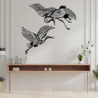 Set of Metal Crane Wall Art - & Flying Birds Decor, Elegant Metal Crane Sculptures for Living Room, Home... - House Of Avana