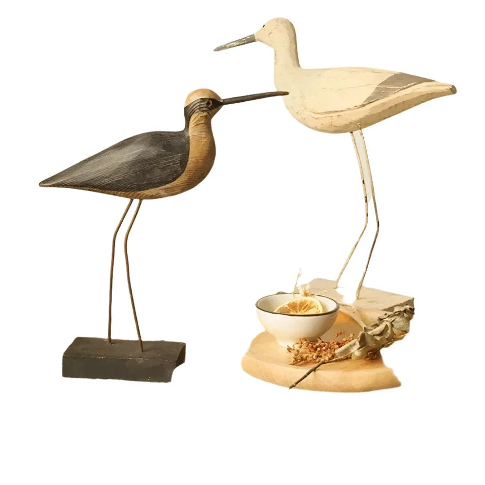 Artistic Long-legged Wooden Waterfowl Bird for Desktop Home Decor - House Of Avana