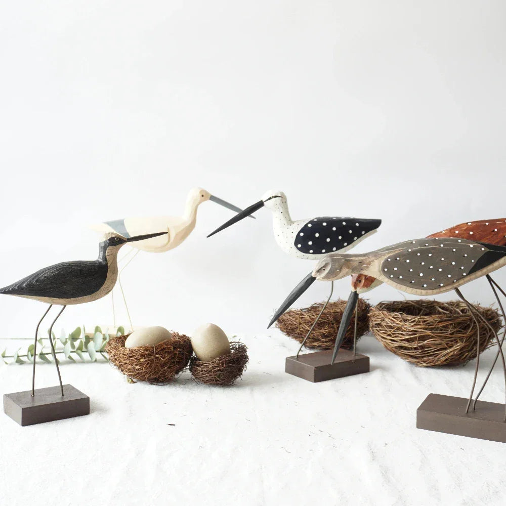Artistic Long-legged Wooden Waterfowl Bird for Desktop Home Decor - House Of Avana