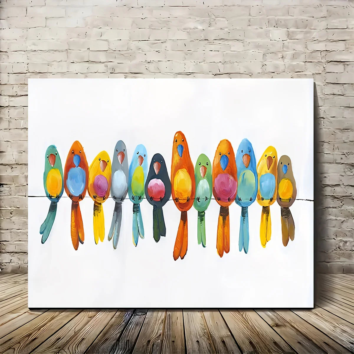 Colorful Birds Wall Art – Hand-painted Canvas with Wooden Frame, Whimsical Bird Painting, Perfect for... - House Of Avana