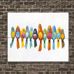 Colorful Birds Wall Art – Hand-painted Canvas with Wooden Frame, Whimsical Bird Painting, Perfect for... - House Of Avana