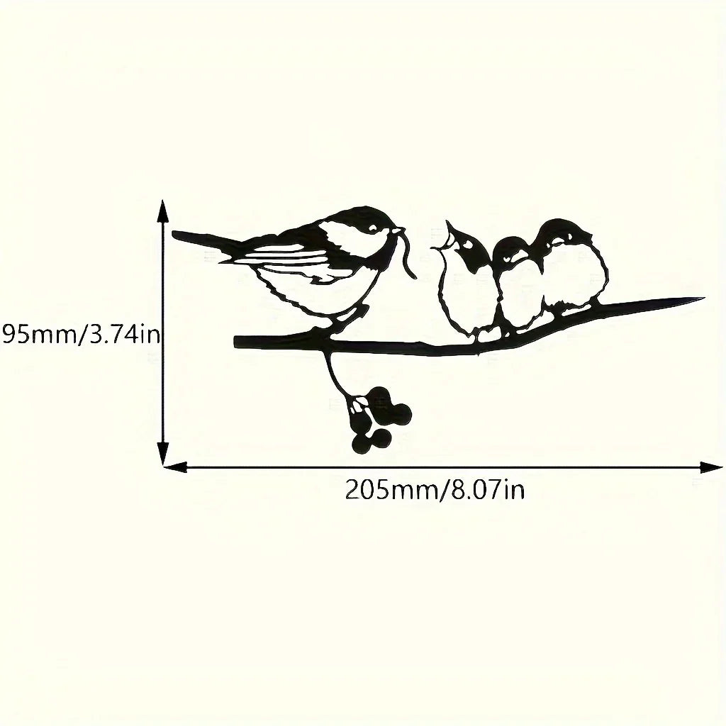 Delightful Birds Silhouette Metal Decoration - Rustic Farmhouse Garden Accent, Feeding Bird Animal Stump... - House Of Avana