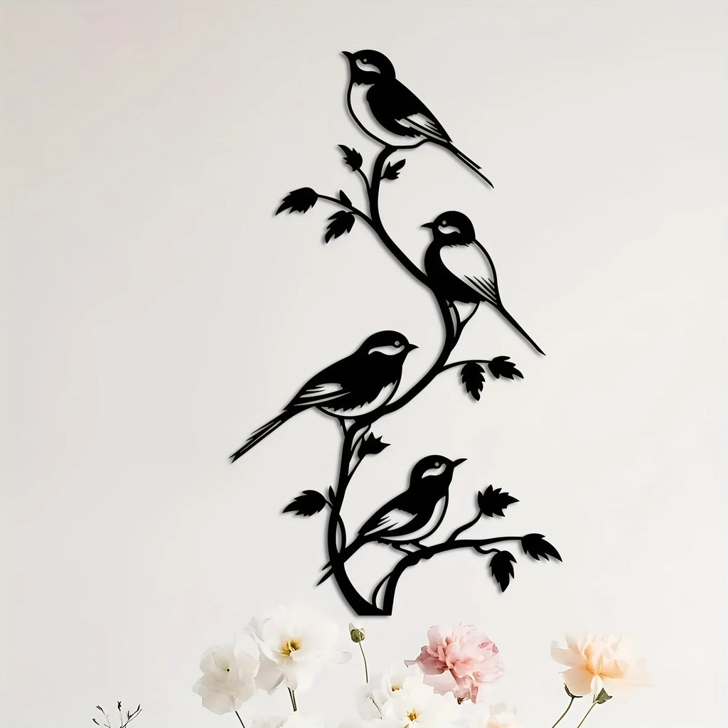 Metal Bird Silhouette Wall Sculpture - Handcrafted Laser-cut Iron Art, 2d Flat Rustic Decor, side view - House Of Avana