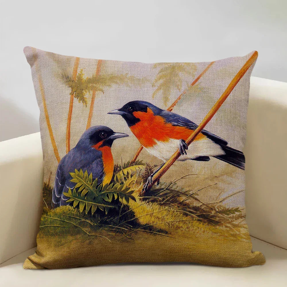 Bird Parrot Sofa Cushion Cover Bedroom Living Room Hotel Cafe Decoration Pillow Case 45x45cm Linen... - House Of Avana