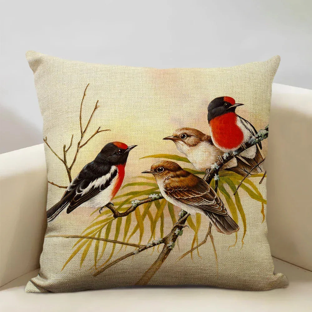 Bird Parrot Sofa Cushion Cover Bedroom Living Room Hotel Cafe Decoration Pillow Case 45x45cm Linen... - House Of Avana