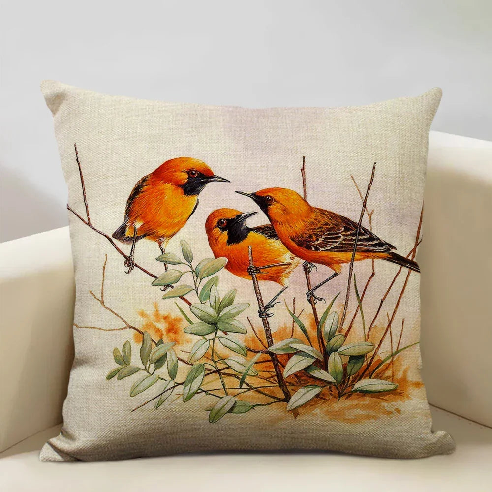 Bird Parrot Sofa Cushion Cover Bedroom Living Room Hotel Cafe Decoration Pillow Case 45x45cm Linen... - House Of Avana