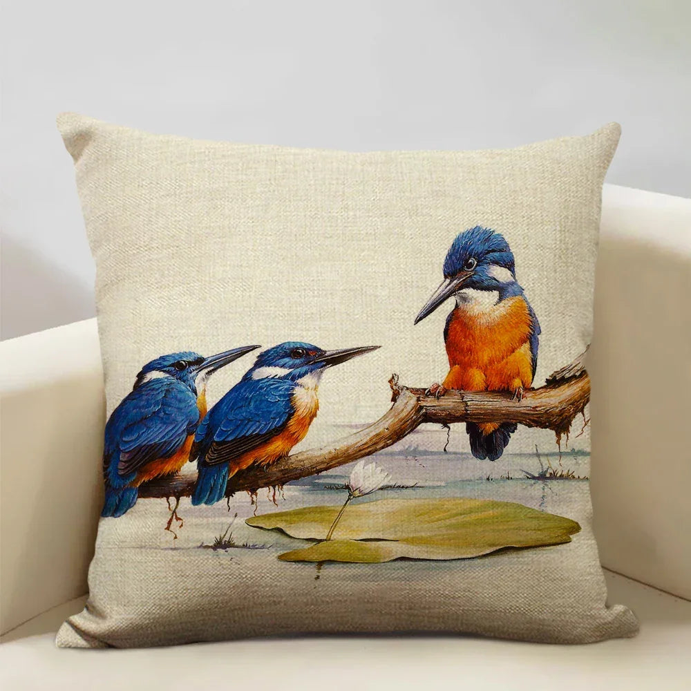 Bird Parrot Sofa Cushion Cover Bedroom Living Room Hotel Cafe Decoration Pillow Case 45x45cm Linen... - House Of Avana