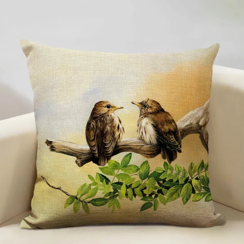 Bird Parrot Sofa Cushion Cover Bedroom Living Room Hotel Cafe Decoration Pillow Case 45x45cm Linen... - House Of Avana