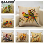 Bird Parrot Sofa Cushion Cover Bedroom Living Room Hotel Cafe Decoration Pillow Case 45x45cm Linen... - House Of Avana