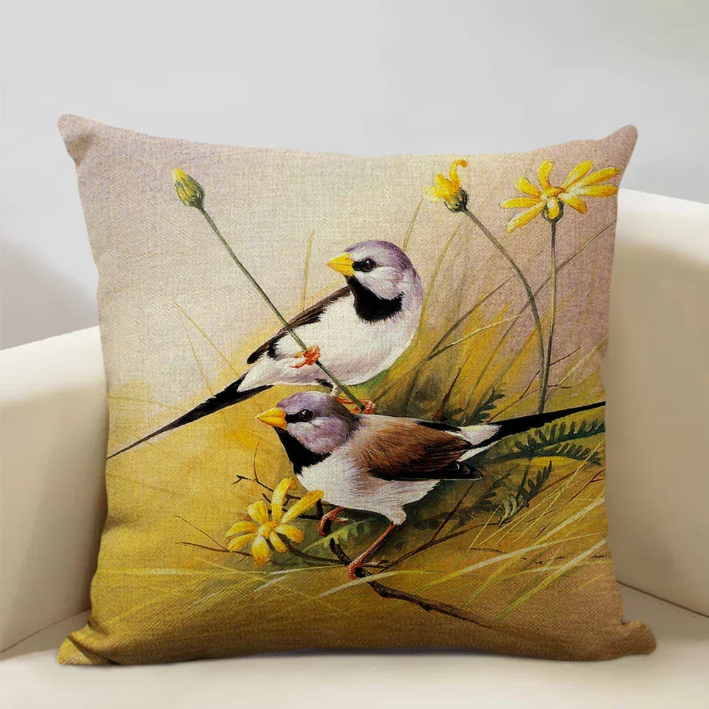 Bird Parrot Sofa Cushion Cover Bedroom Living Room Hotel Cafe Decoration Pillow Case 45x45cm Linen... - House Of Avana