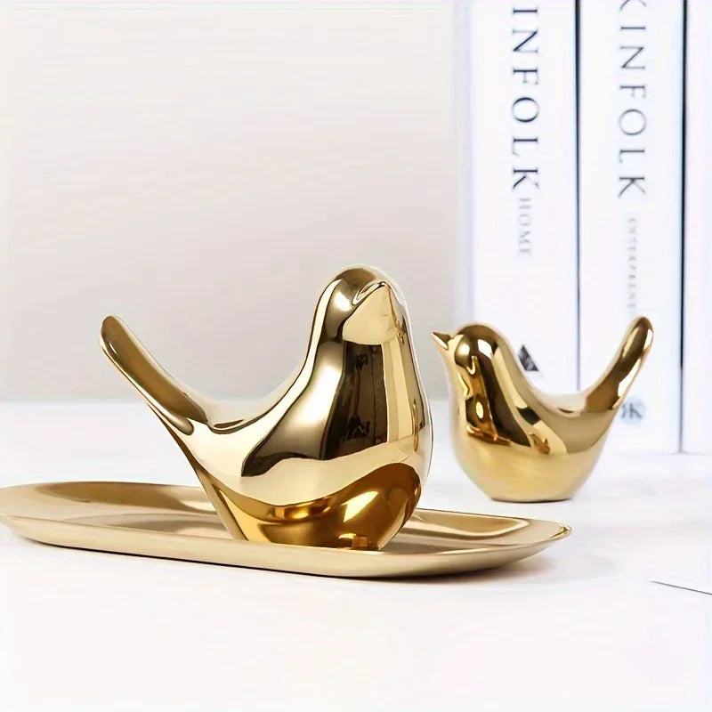 Bird Statue - Ceramic Small, front view - House Of Avana