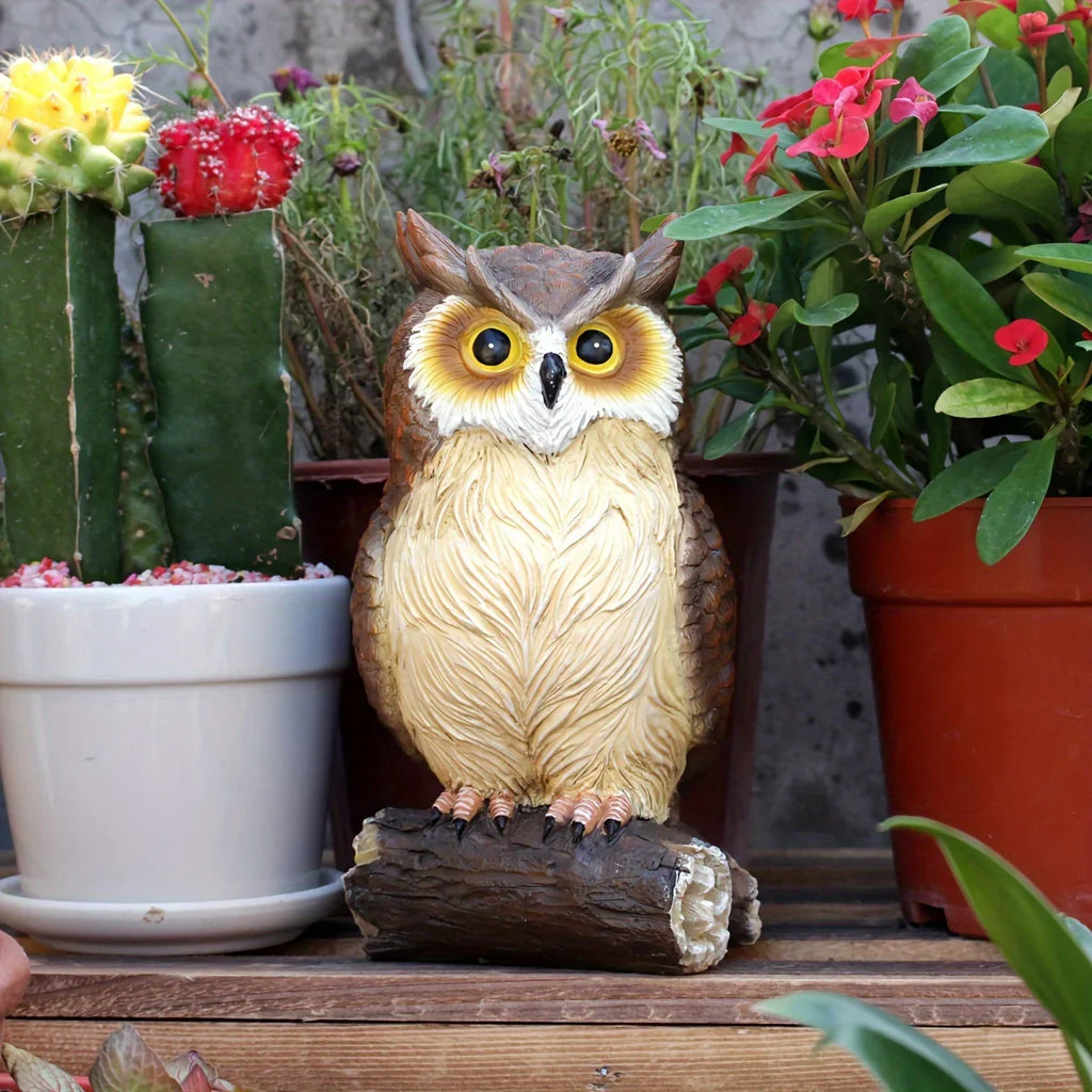 7, 3" Resin Owl Statue - Handcrafted Outdoor Garden Decor, Freestanding Animal Sculpture for Patio,... - House Of Avana