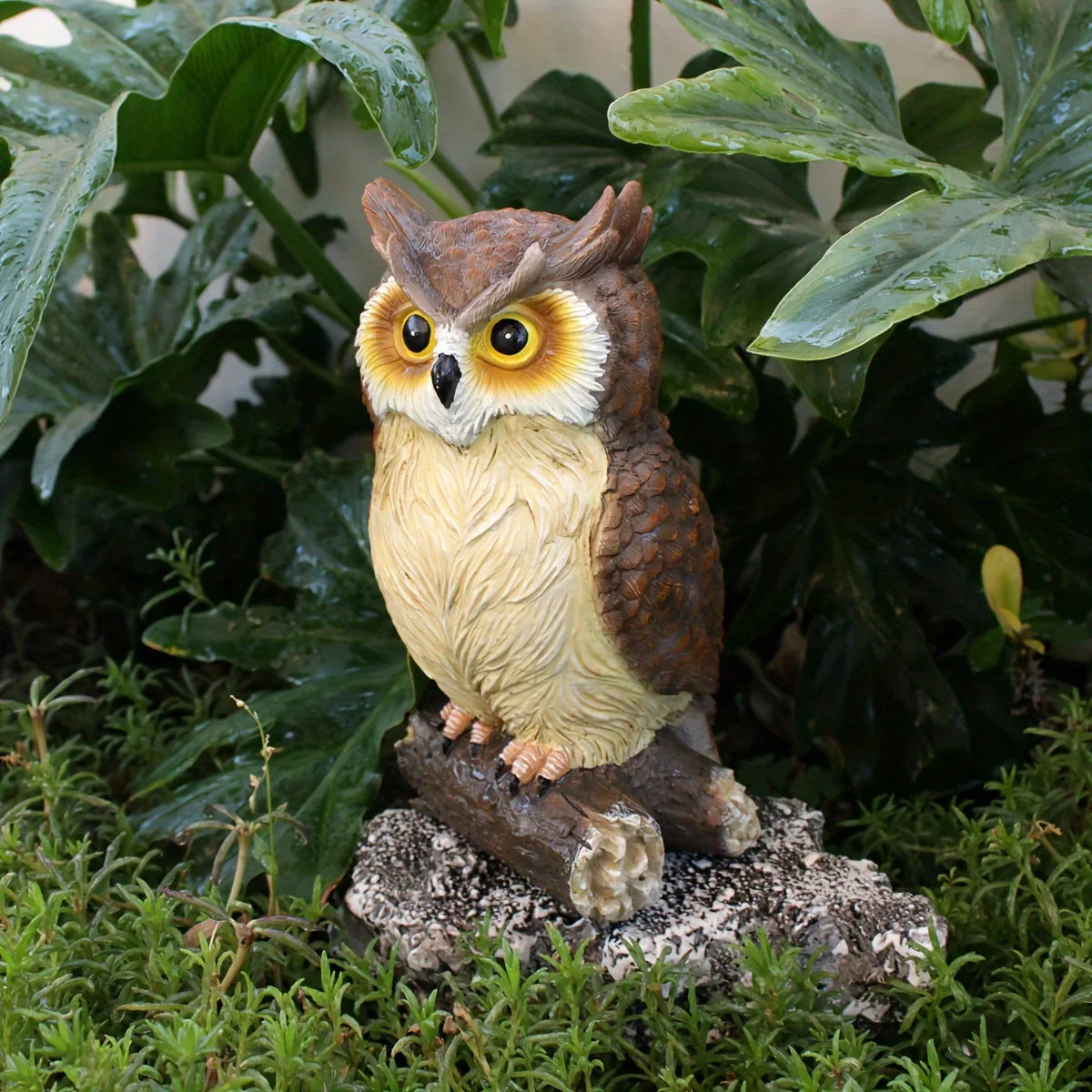 7, 3" Resin Owl Statue - Handcrafted Outdoor Garden Decor, Freestanding Animal Sculpture for Patio,... - House Of Avana