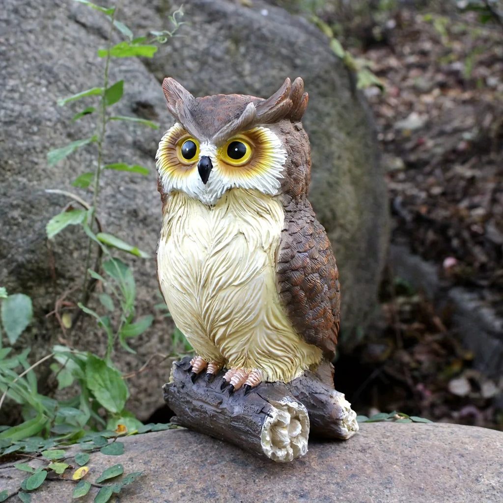 7, 3" Resin Owl Statue - Handcrafted Outdoor Garden Decor, Freestanding Animal Sculpture for Patio,... - House Of Avana