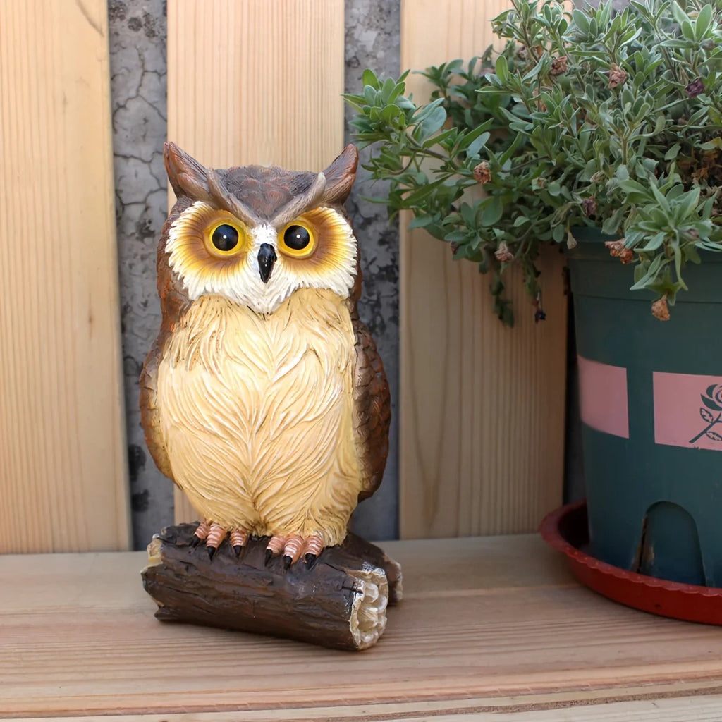 7, 3" Resin Owl Statue - Handcrafted Outdoor Garden Decor, Freestanding Animal Sculpture for Patio,... - House Of Avana