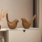 Bird Statues - Wood Grain Desktop Ornaments, back view - House Of Avana