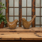 Bird Statues - Wood Grain Desktop Ornaments, side view - House Of Avana