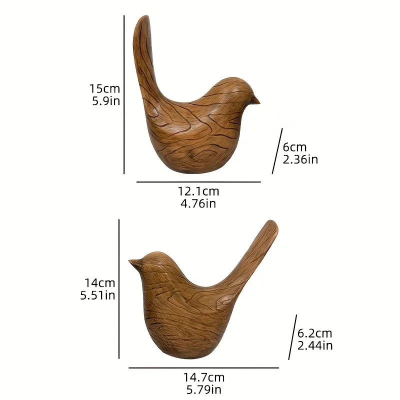 Bird Statues - Wood Grain Desktop Ornaments, lifestyle image - House Of Avana
