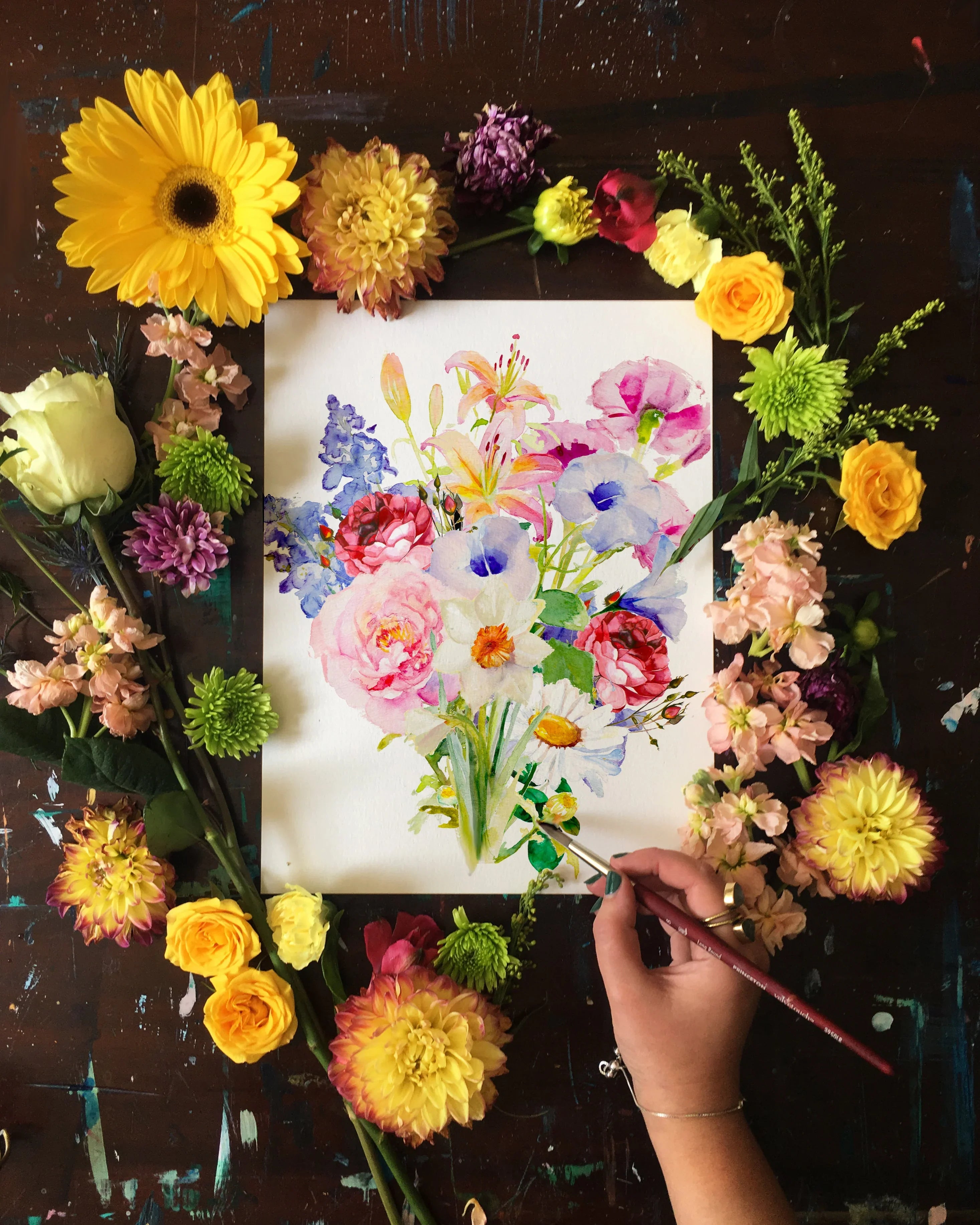 Custom Commission - Family Birth Flower Bouquet Mai Autumn