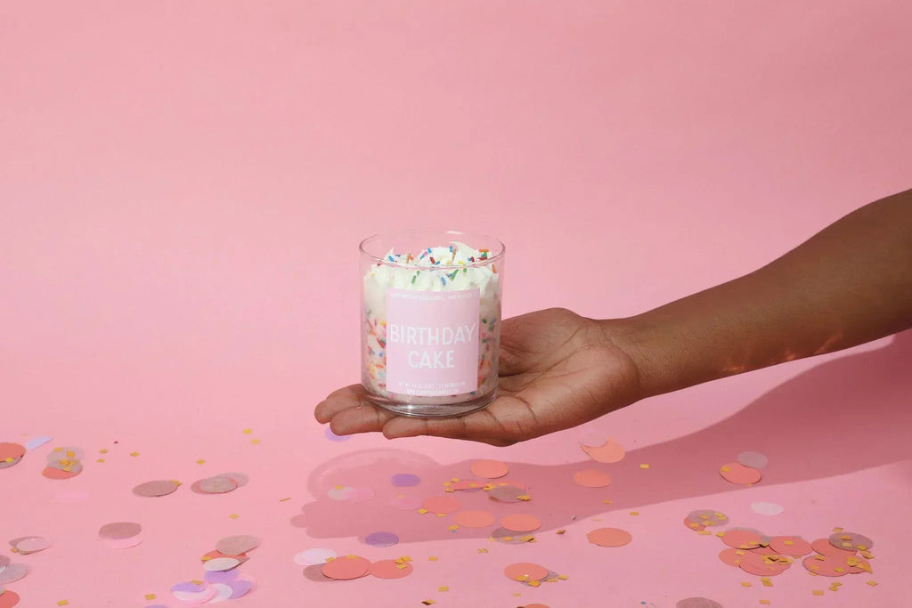 Birthday Cake Container Candle, back view - House Of Avana