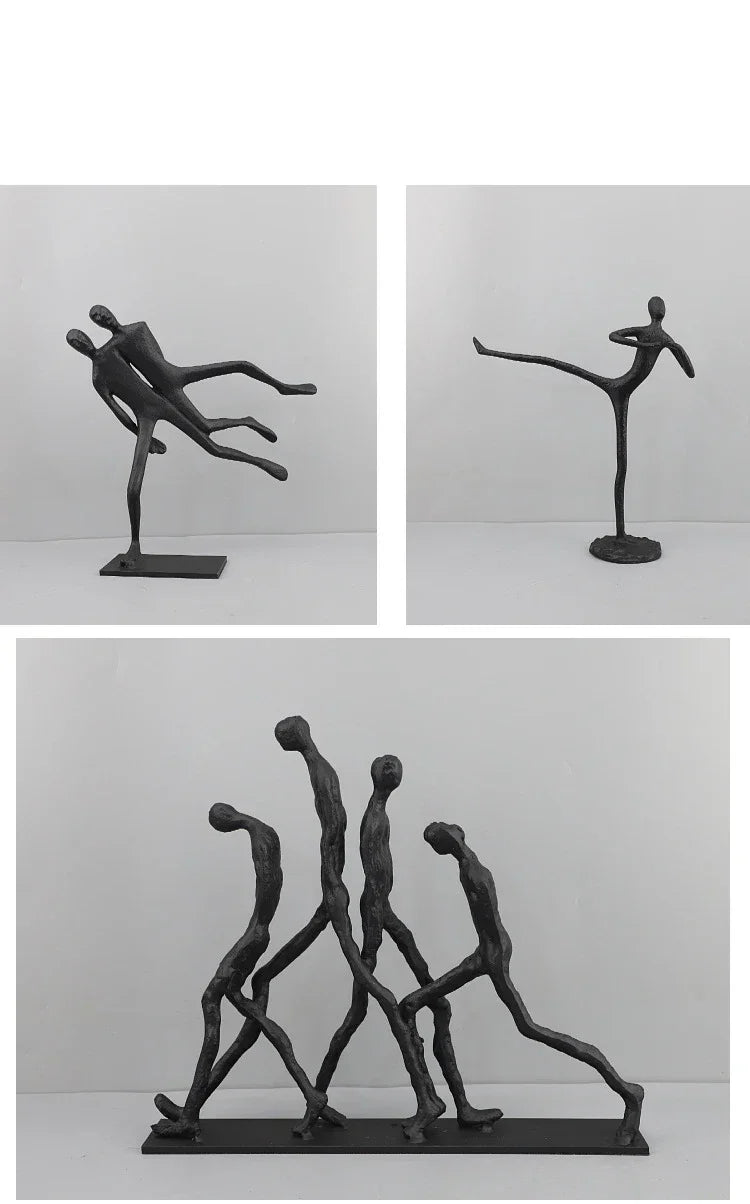 Abstract Figurine - Black Modern Movement Decor, angled view - House Of Avana