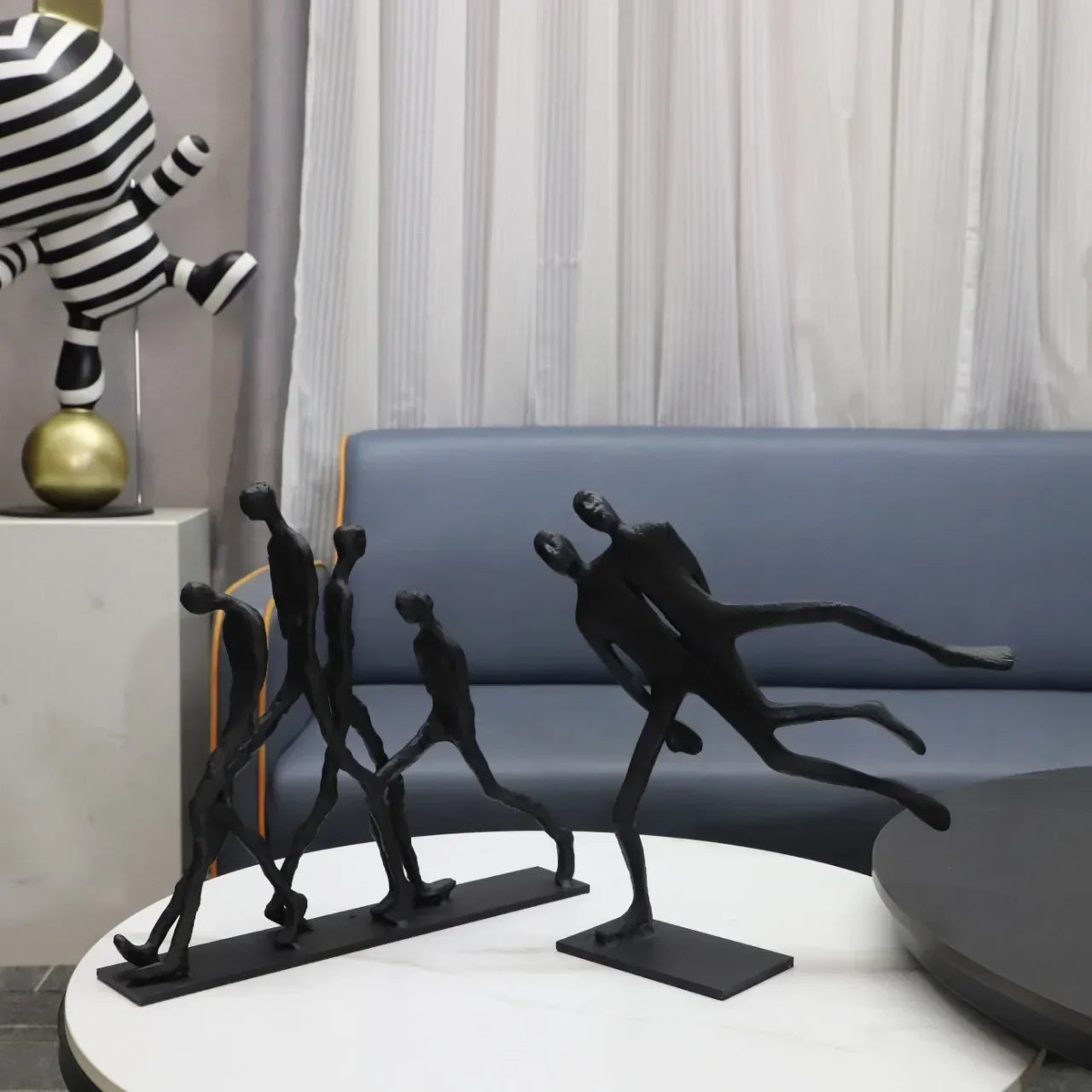 Abstract Figurine - Black Modern Movement Decor, back view - House Of Avana