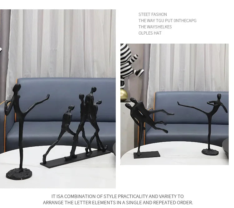 Abstract Figurine - Black Modern Movement Decor, dimensions view - House Of Avana