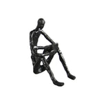Abstract Figurine - Black Modern Cast Iron Reader, top view - House Of Avana