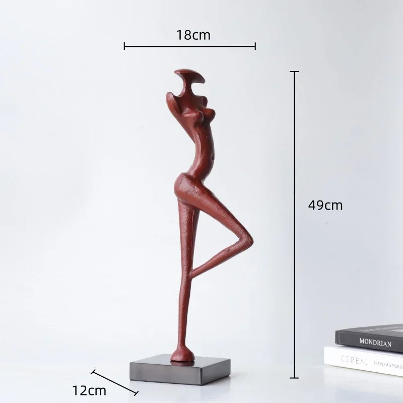 Abstract Metal Figurine - Black Female Sculpture, angled view - House Of Avana