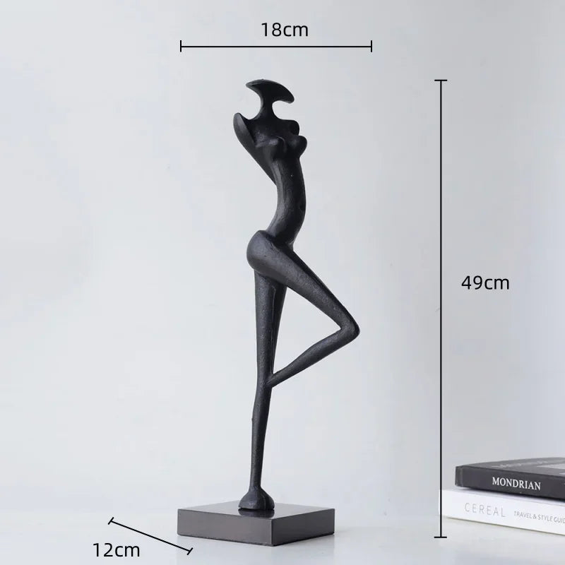 Abstract Metal Figurine - Black Female Sculpture, angled view - House Of Avana