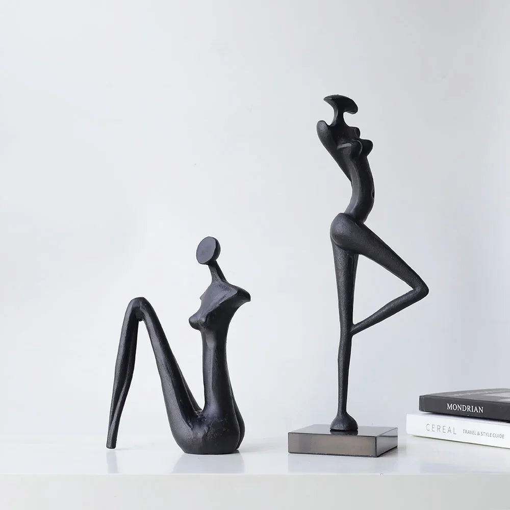 Abstract Metal Figurine - Black Female Sculpture, back view - House Of Avana