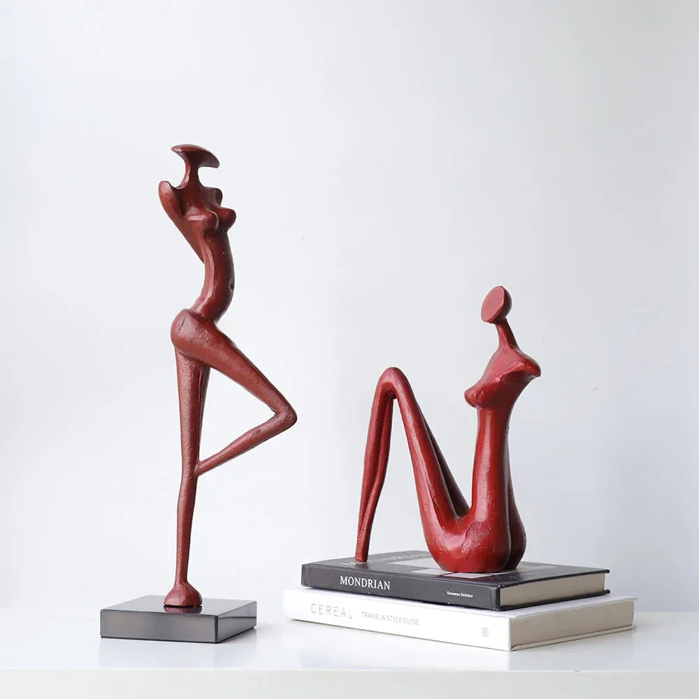 Abstract Metal Figurine - Black Female Sculpture, front view - House Of Avana