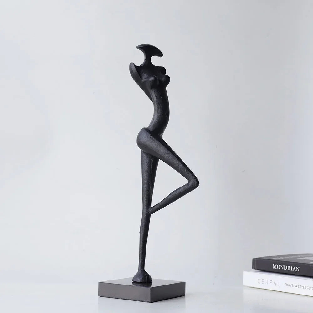 Abstract Metal Figurine - Black Female Sculpture, side view - House Of Avana