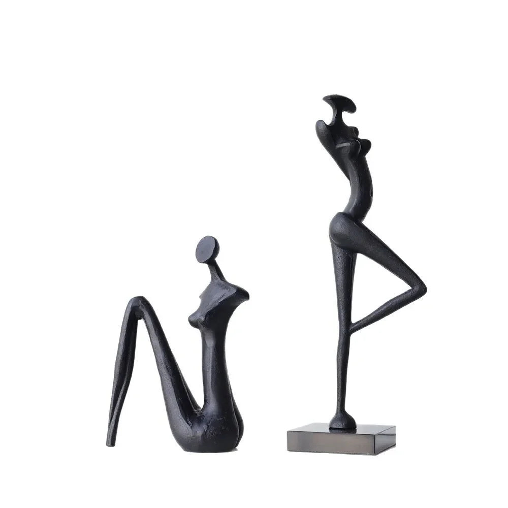Abstract Metal Figurine - Black Female Sculpture, top view - House Of Avana