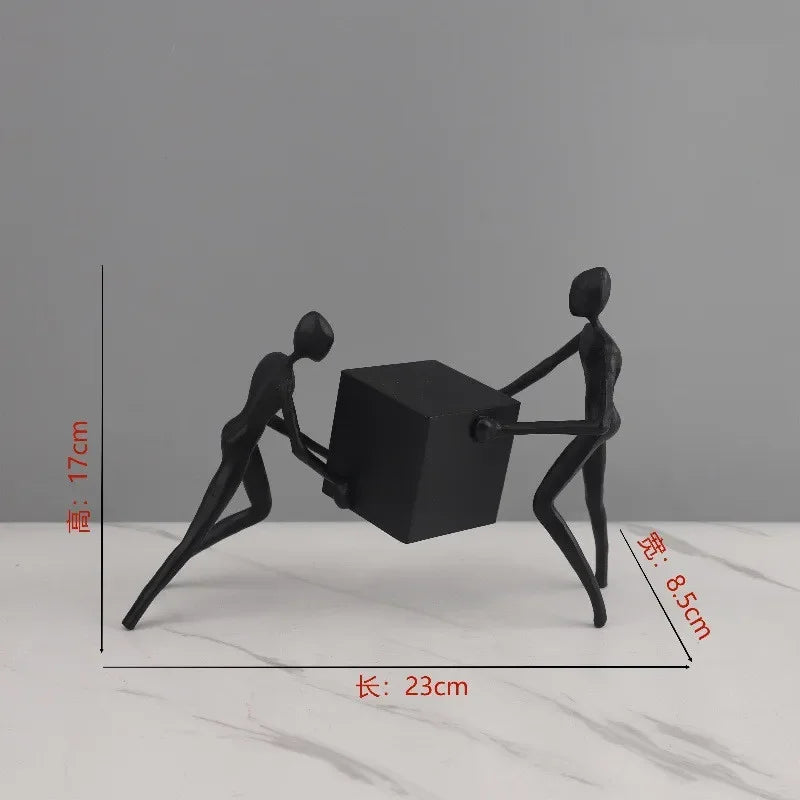 Abstract Figurine - Black Geometric Desktop Sculpture, alternate view - House Of Avana