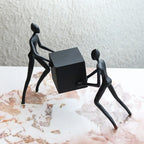 Abstract Figurine - Black Geometric Desktop Sculpture, angled view - House Of Avana