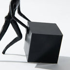 Abstract Figurine - Black Geometric Desktop Sculpture, close-up view - House Of Avana