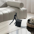 Abstract Figurine - Black Geometric Desktop Sculpture, detail shot - House Of Avana