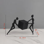 Abstract Figurine - Black Geometric Desktop Sculpture, dimensions view - House Of Avana