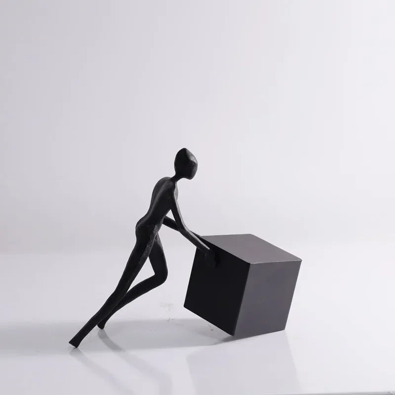 Abstract Figurine - Black Geometric Desktop Sculpture, lifestyle image - House Of Avana
