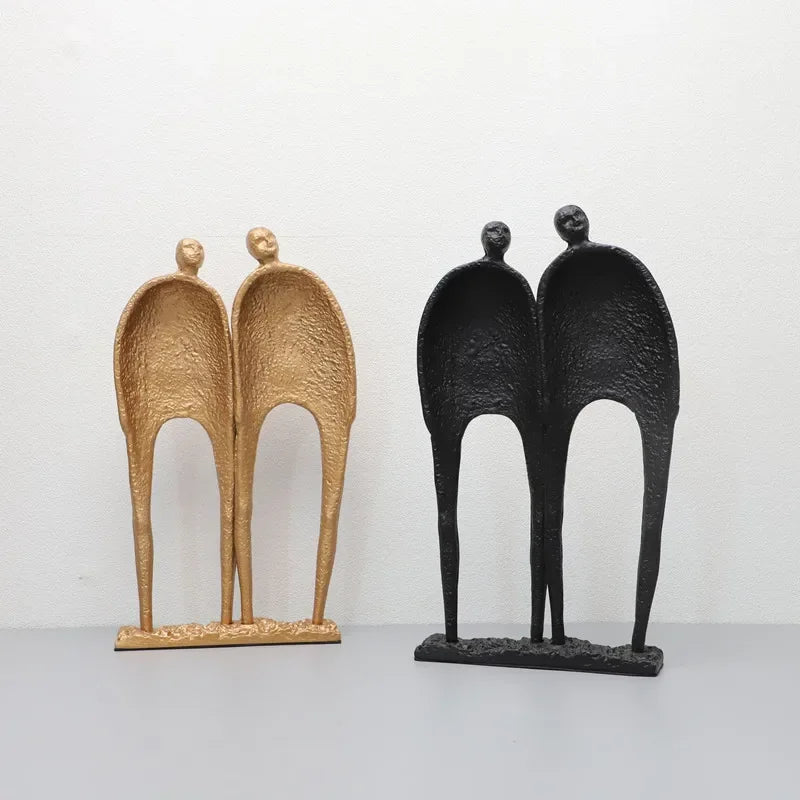 Abstract Figurine - Black Geometric Desktop Sculpture, texture detail - House Of Avana