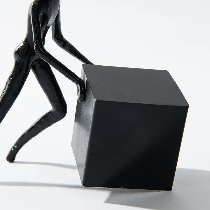 Abstract Figurine - Black Geometric Desktop Sculpture, top view - House Of Avana