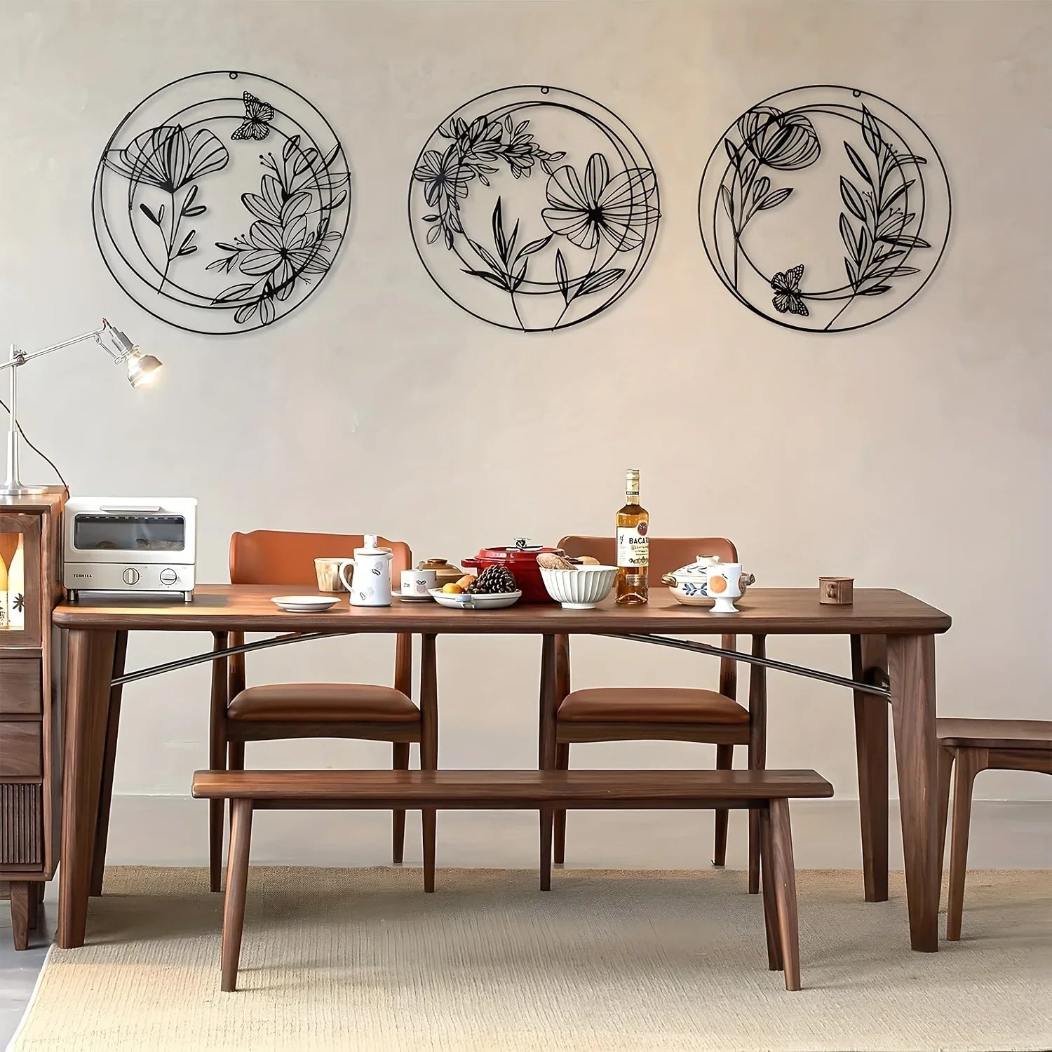 Modern Black Wall Art - Round Abstract Design, front view - House Of Avana