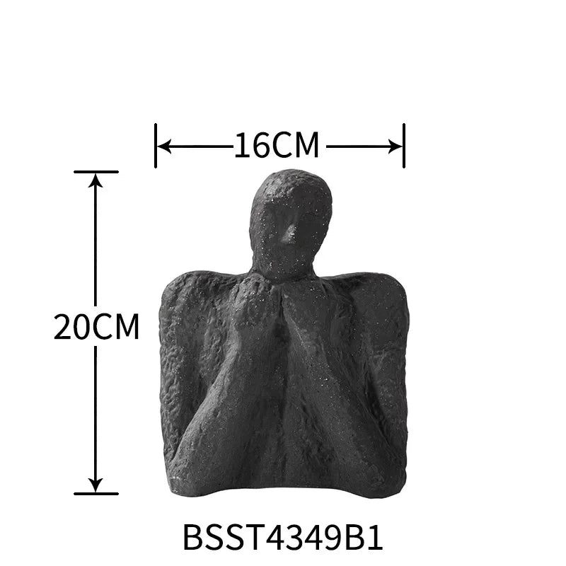 Ceramic Ornaments Abstract Portrait Sculpture Black Thinking Figures Decorative Figurines Home... - House Of Avana