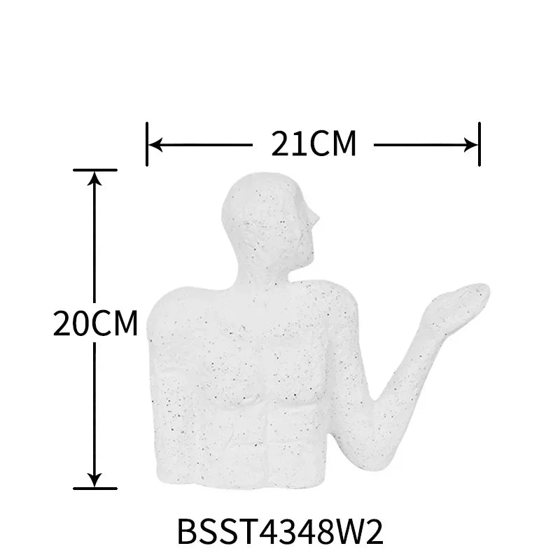 Ceramic Ornaments Abstract Portrait Sculpture Black Thinking Figures Decorative Figurines Home... - House Of Avana