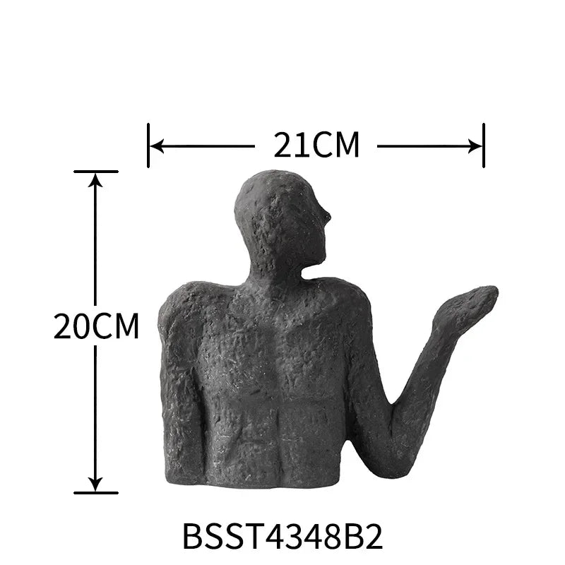 Ceramic Ornaments Abstract Portrait Sculpture Black Thinking Figures Decorative Figurines Home... - House Of Avana