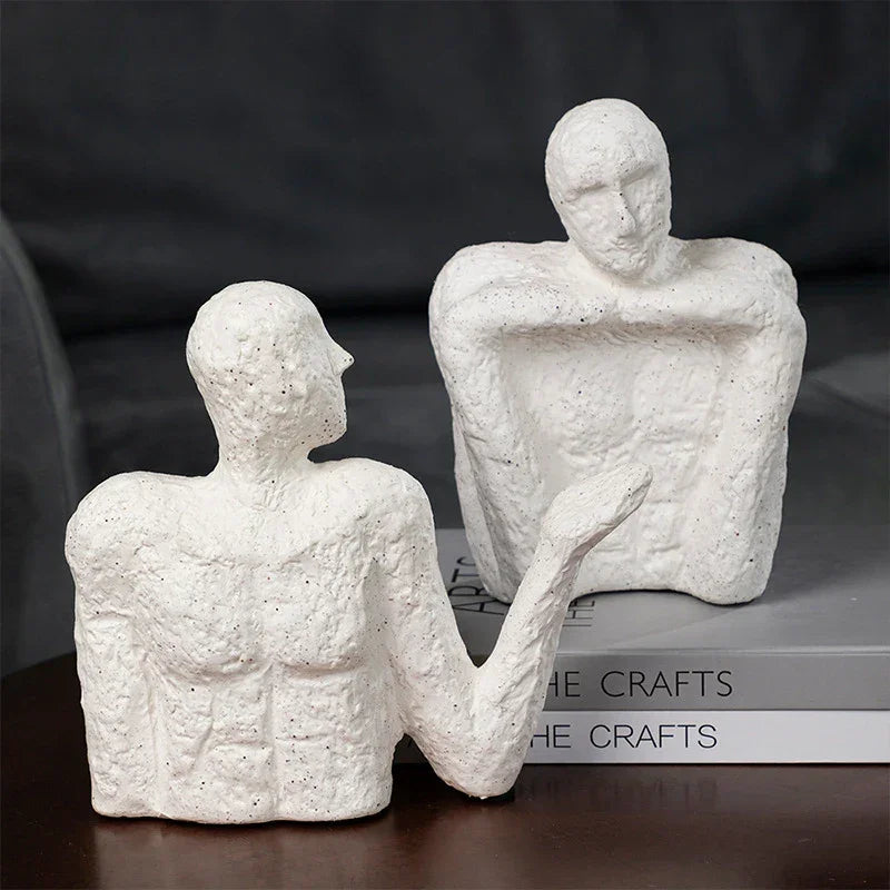 Ceramic Ornaments Abstract Portrait Sculpture Black Thinking Figures Decorative Figurines Home... - House Of Avana